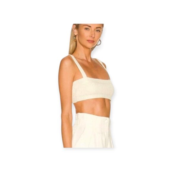 Sleeveless Neutral Cream Ribbed Boxy Knit Tank by WeWoreWhat L - Picture 4 of 10